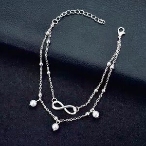 Silver Infinity Pearl Charm Bracelet